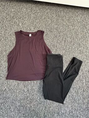 Garage Black Leggings with Plum Cropped Tank